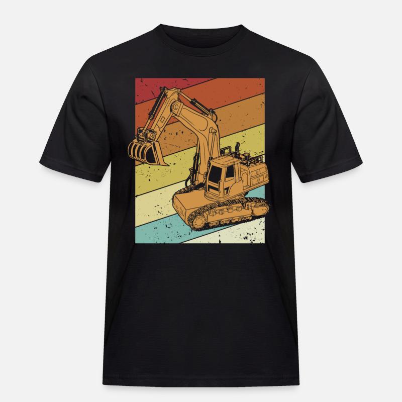 Retro Excavator Seilbagger Raupenbagger - Männer Workwear T-Shirt - Schwarz