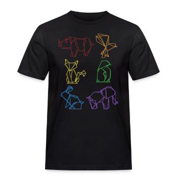 Origami LGBT Regenbogen Eule Papierkranich Falten - Männer Workwear T-Shirt - Schwarz - Vorne - AI Model Male 178 light (178cm)