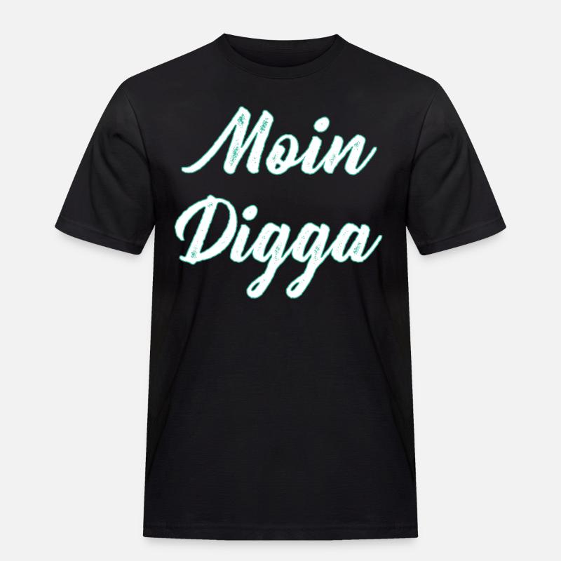 Moin Digga - Männer Workwear T-Shirt - Schwarz