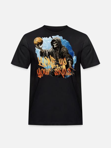 Skeleton Playing Basketball Halloween Costume - Men's Workwear T-Shirt - black