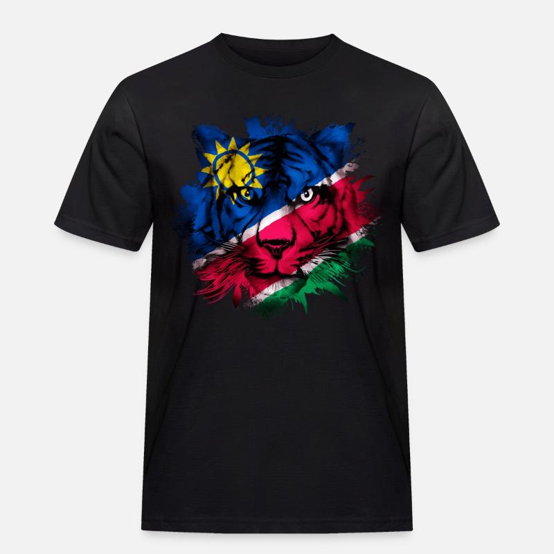 Namibia - Männer Workwear T-Shirt - Schwarz