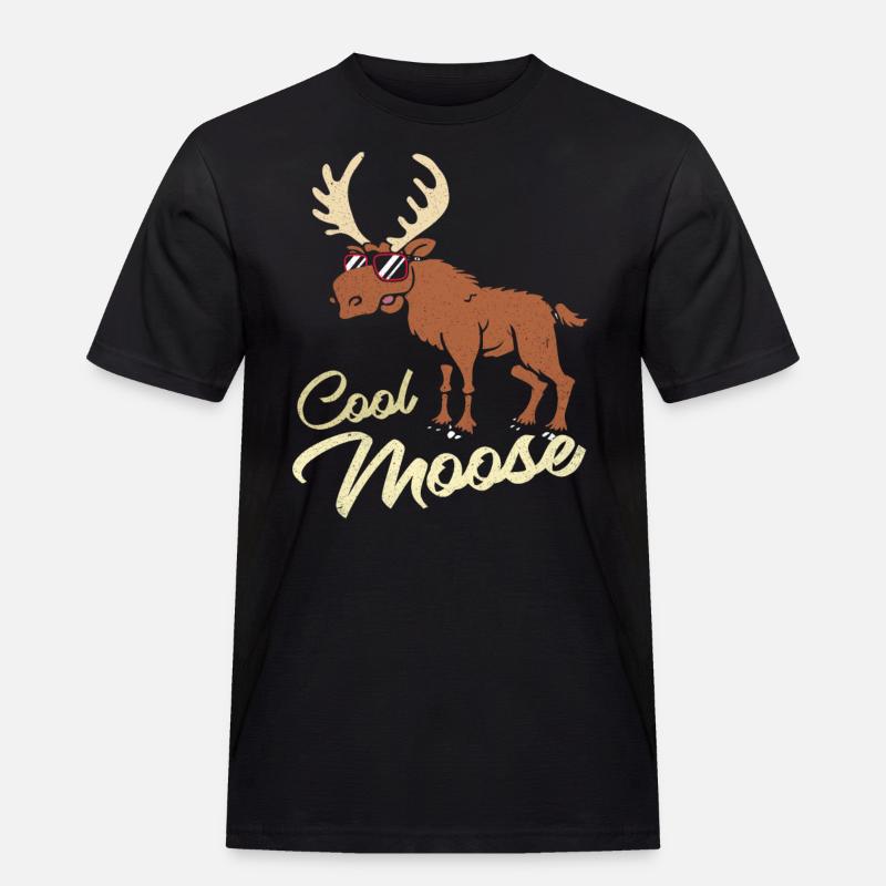 Elch - Männer Workwear T-Shirt - Schwarz