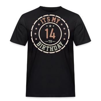 Es ist mein Geschenk zum 14. Geburtstag 14 Jahre - Männer Workwear T-Shirt - Schwarz - Vorne - AI Model Male 178 light (178cm)