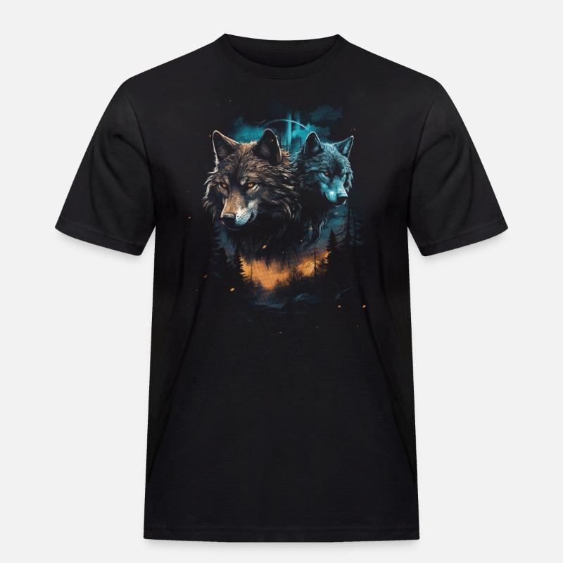 Dunkle Kunst Wolf Wald Mythisch - Männer Workwear T-Shirt - Schwarz
