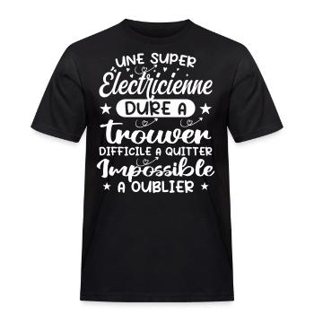 Une Super Electricienne - Cadeau électricienne - T-shirt Workwear homme - noir - Devant - AI Model Male 178 light (178cm)