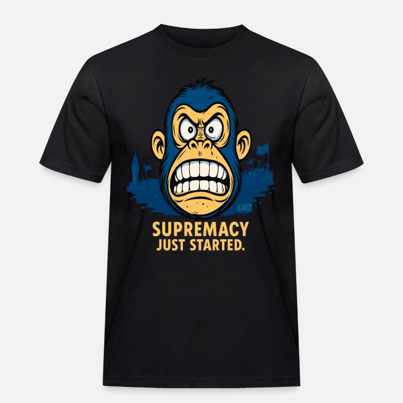 Wütender Affe mit Menschenmenge - Männer Workwear T-Shirt - Schwarz