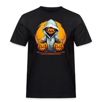 Monstre de citrouille effrayant avec deux citrouilles - T-shirt Workwear homme - noir - Devant - AI Model Male 178 light (178cm)