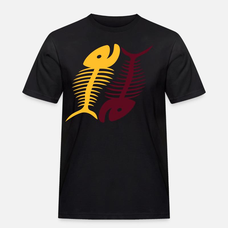 Smiling Fishbones - Männer Workwear T-Shirt - Schwarz