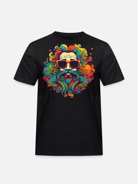 Farverigt 70'er Flower Power Hippie Design - Herre Workwear T-Shirt - sort