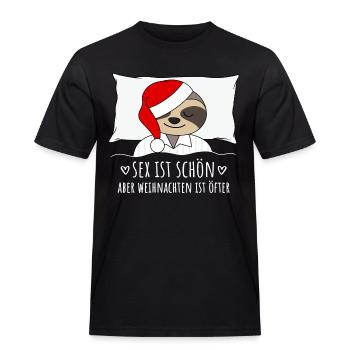 Faultier Sex ist schön aber Weihnachten ist öfter - Männer Workwear T-Shirt - Schwarz - Vorne - AI Model Male 178 light (178cm)