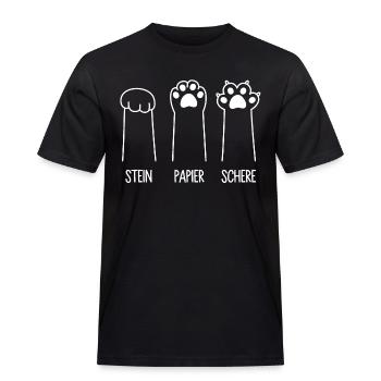 Katzenpfoten Katze Pfote Spiel Stein Papier Schere - Männer Workwear T-Shirt - Schwarz - Vorne - AI Model Male 178 light (178cm)