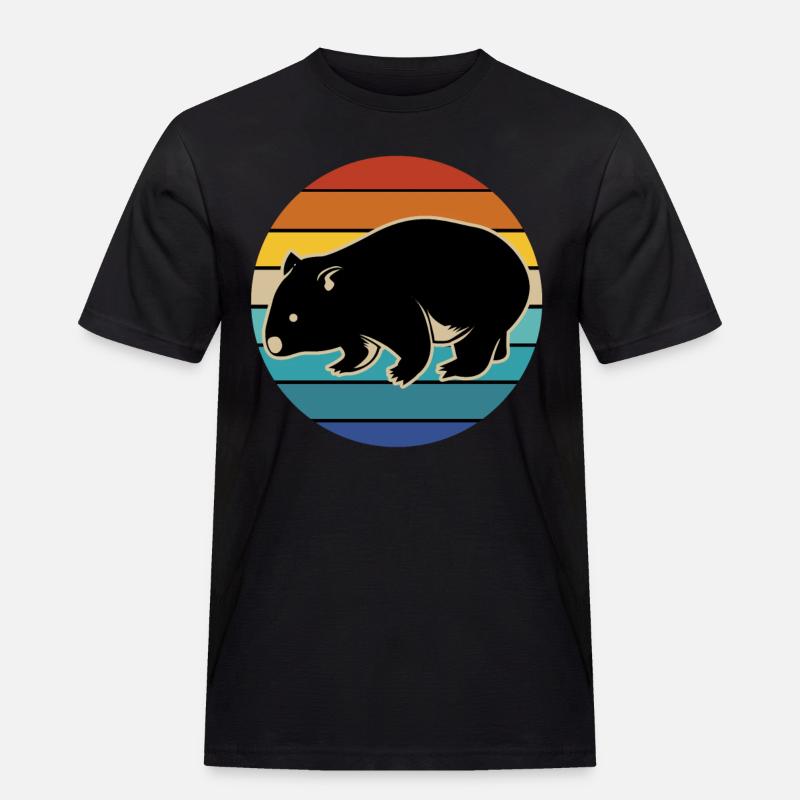 Wombat Australien Beuteltier Geschenk Retro - Männer Workwear T-Shirt - Schwarz