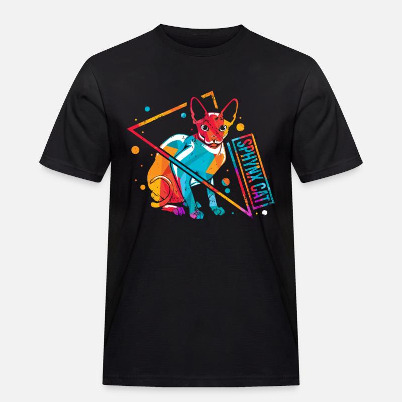Sphynx Sphinx Katze Retro - Männer Workwear T-Shirt - Schwarz