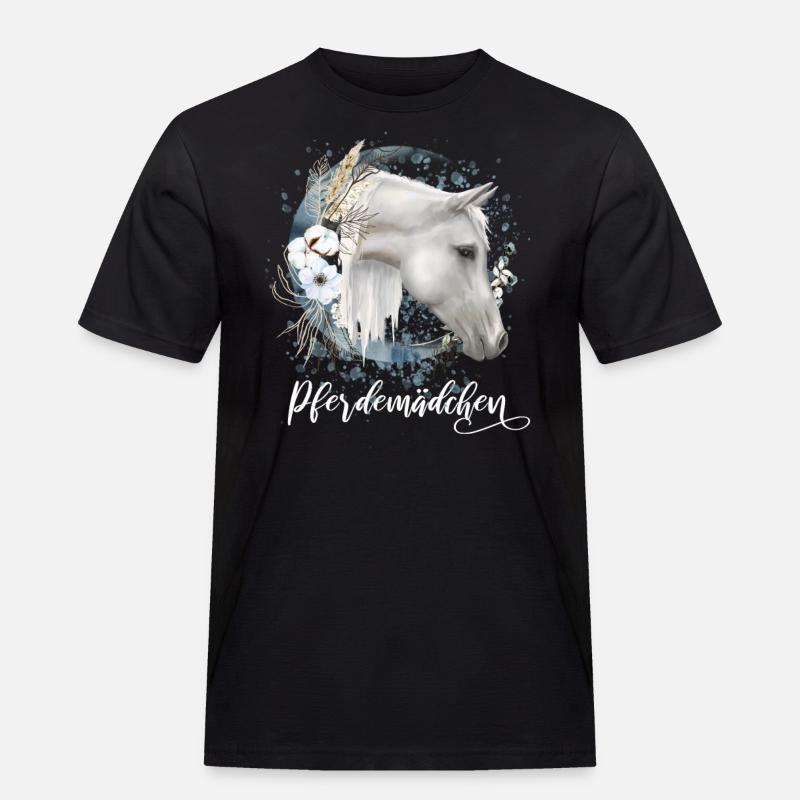 Pferdemädchen Pferde Geschenk Mädchen - Männer Workwear T-Shirt - Schwarz