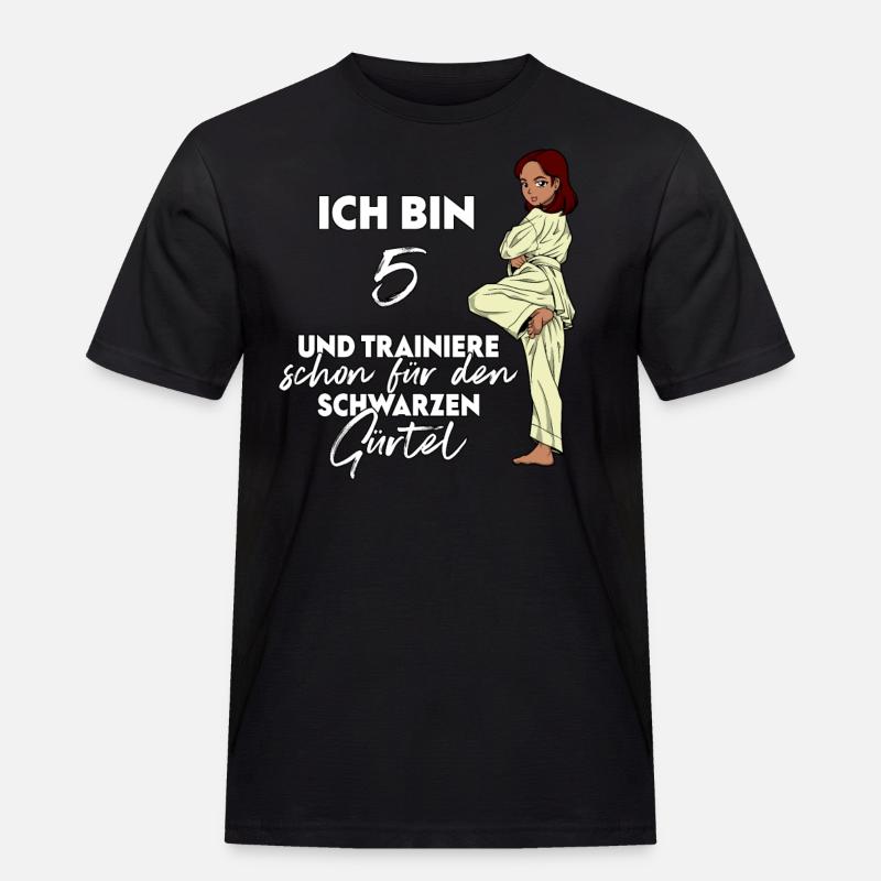 Ich bin 5 - Mädchen Karate - Männer Workwear T-Shirt - Schwarz