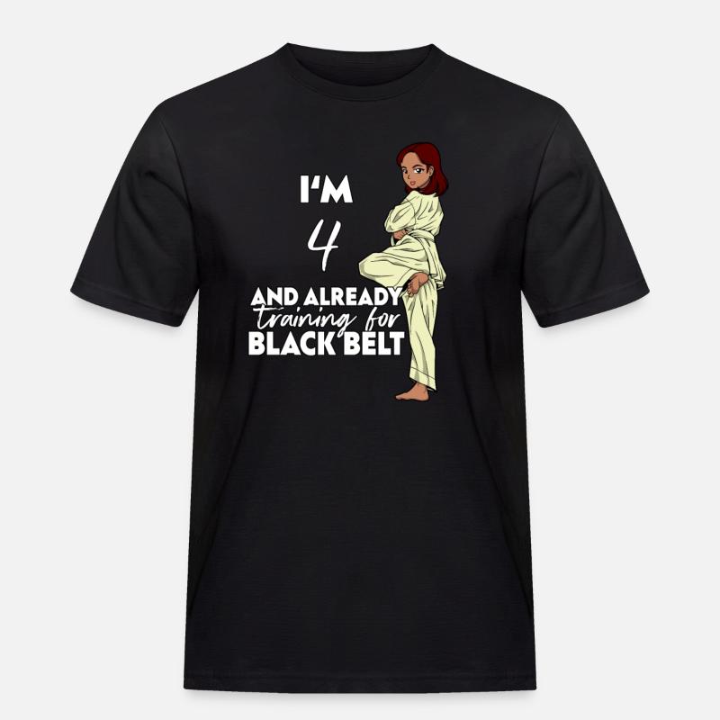 Ich bin 4 - Mädchen Karate - Männer Workwear T-Shirt - Schwarz