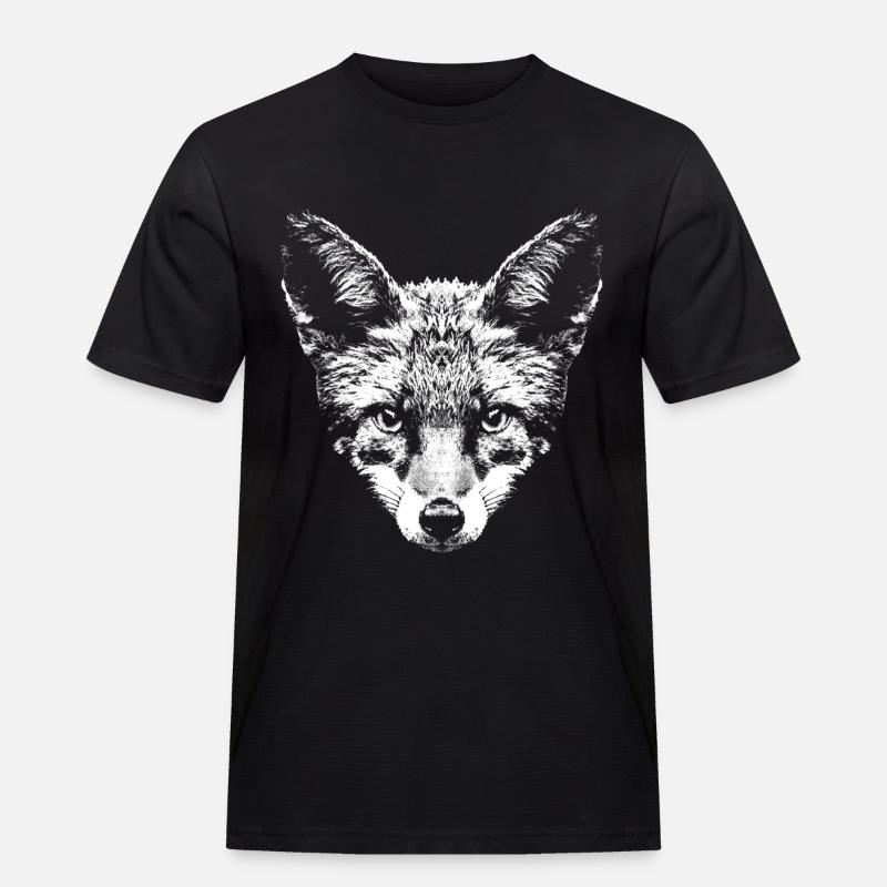 Fuchs / Fox / Kopf / Rotfuchs - Männer Workwear T-Shirt - Schwarz