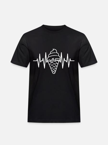 Eiscreme Liebe Eis Herzschlag - Männer Workwear T-Shirt - Schwarz