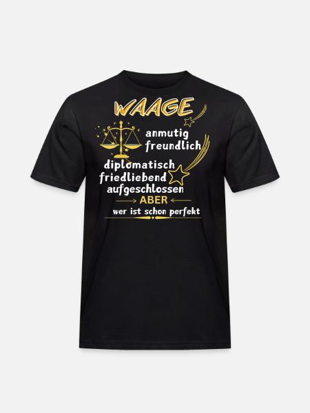 Sternzeichen WAAGE - Männer Workwear T-Shirt - Schwarz