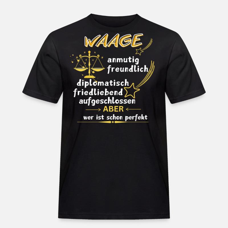 Sternzeichen WAAGE - Männer Workwear T-Shirt - Schwarz
