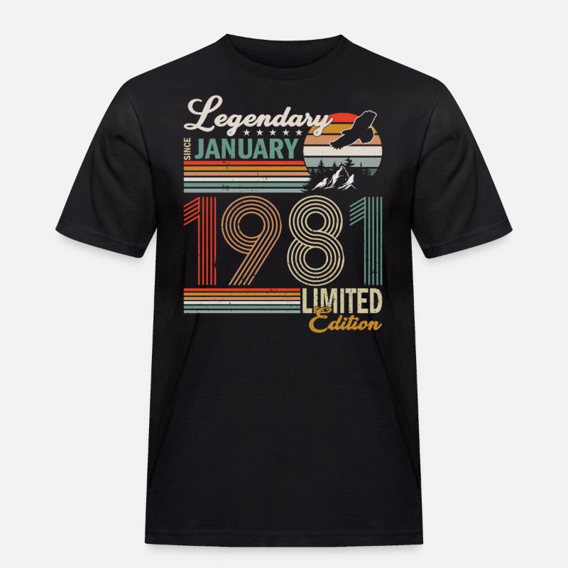 Awesome seit Januar 1981 - Männer Workwear T-Shirt - Schwarz