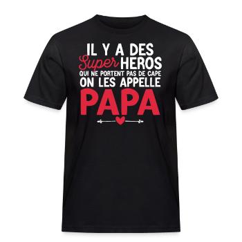 Super-héros Sans Cape : Les Papas Extraordinaires - T-shirt Workwear homme - noir - Devant - AI Model Male 178 light (178cm)