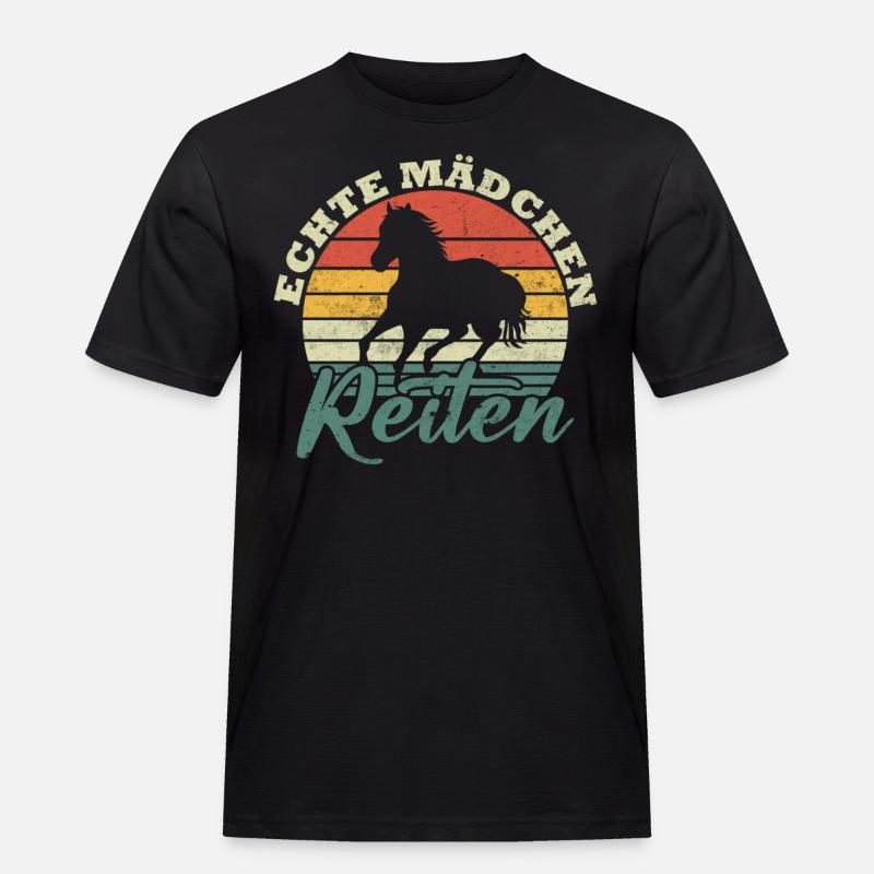 Echte mädchen reiten - Männer Workwear T-Shirt - Schwarz