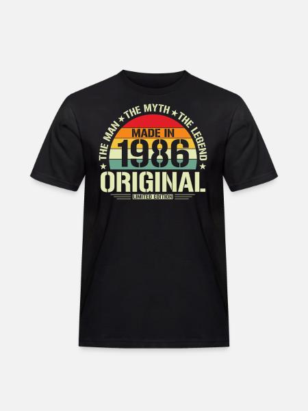 Vintage 1986 Birthday Retro Style - Men's Workwear T-Shirt - black