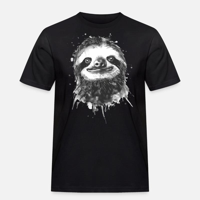 Faultier - Männer Workwear T-Shirt - Schwarz