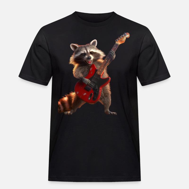 Waschbär - Männer Workwear T-Shirt - Schwarz