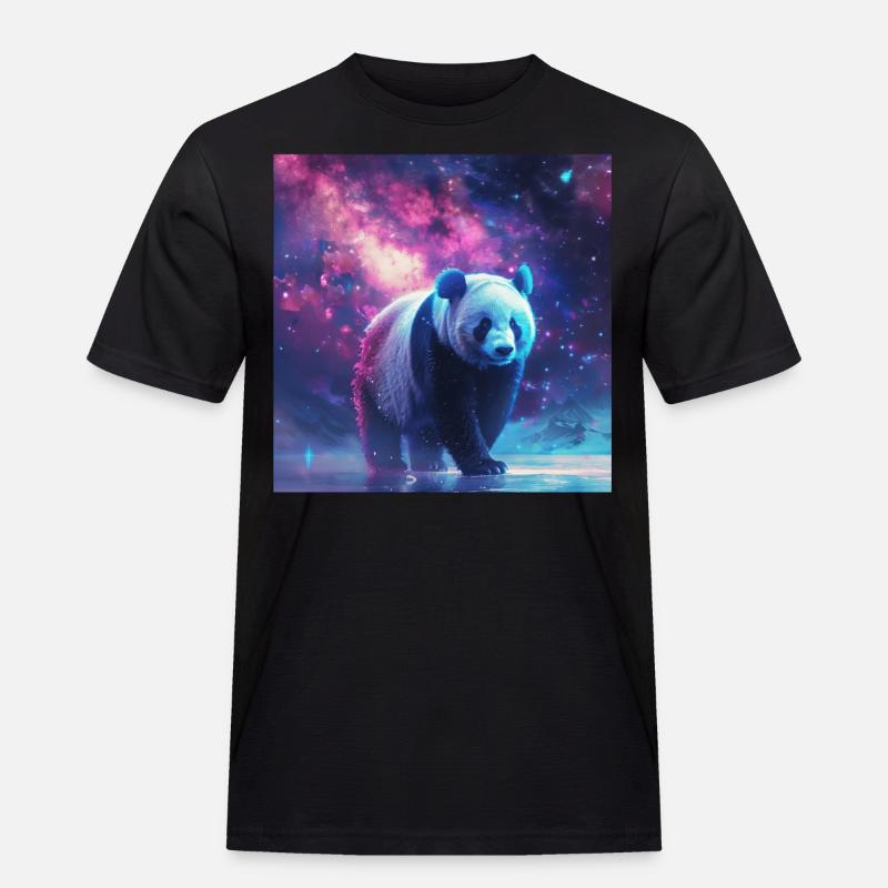 Panda - Männer Workwear T-Shirt - Schwarz