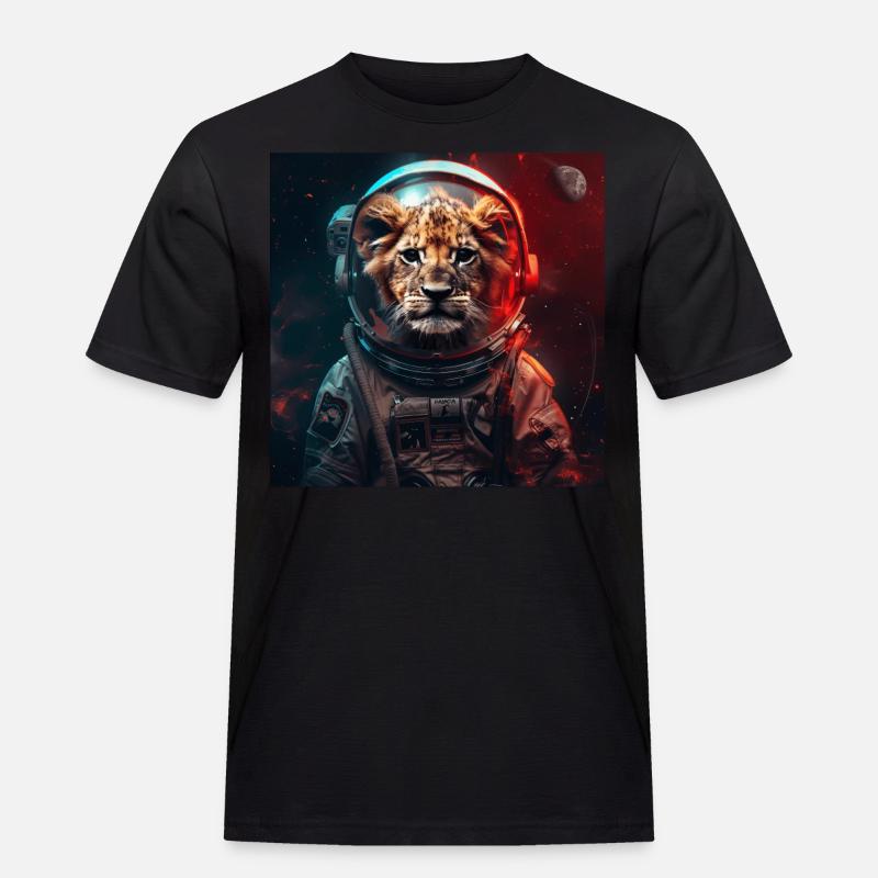 Löwe - Männer Workwear T-Shirt - Schwarz