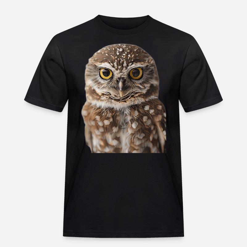 Eule - Männer Workwear T-Shirt - Schwarz