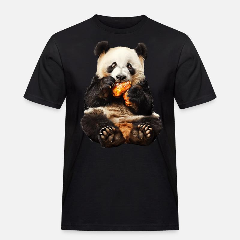 Panda - Männer Workwear T-Shirt - Schwarz