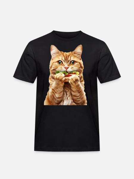 Katze - Männer Workwear T-Shirt - Schwarz