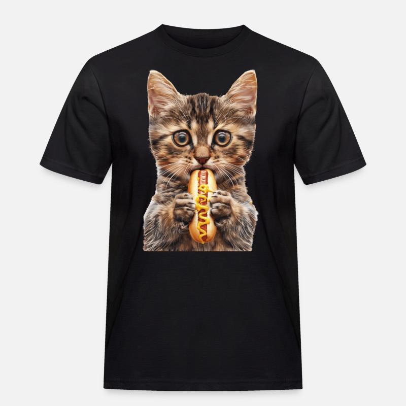 Katze - Männer Workwear T-Shirt - Schwarz
