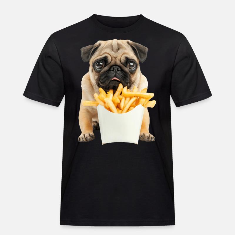 Mops - Männer Workwear T-Shirt - Schwarz