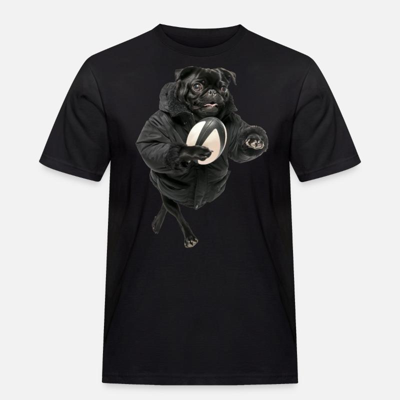 Mops - Männer Workwear T-Shirt - Schwarz