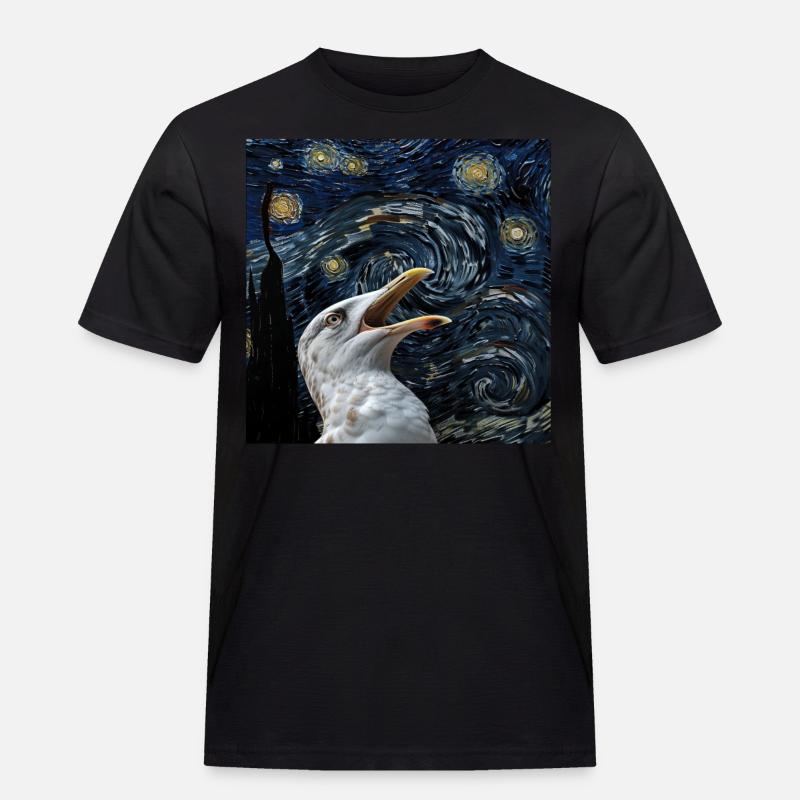 Möwe - Männer Workwear T-Shirt - Schwarz
