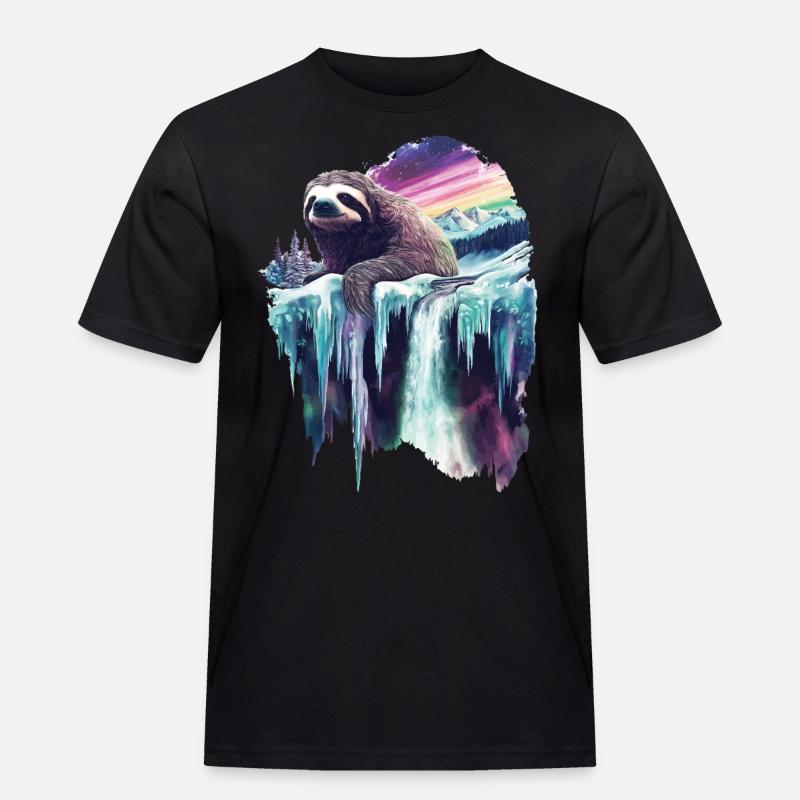 Faultier - Männer Workwear T-Shirt - Schwarz