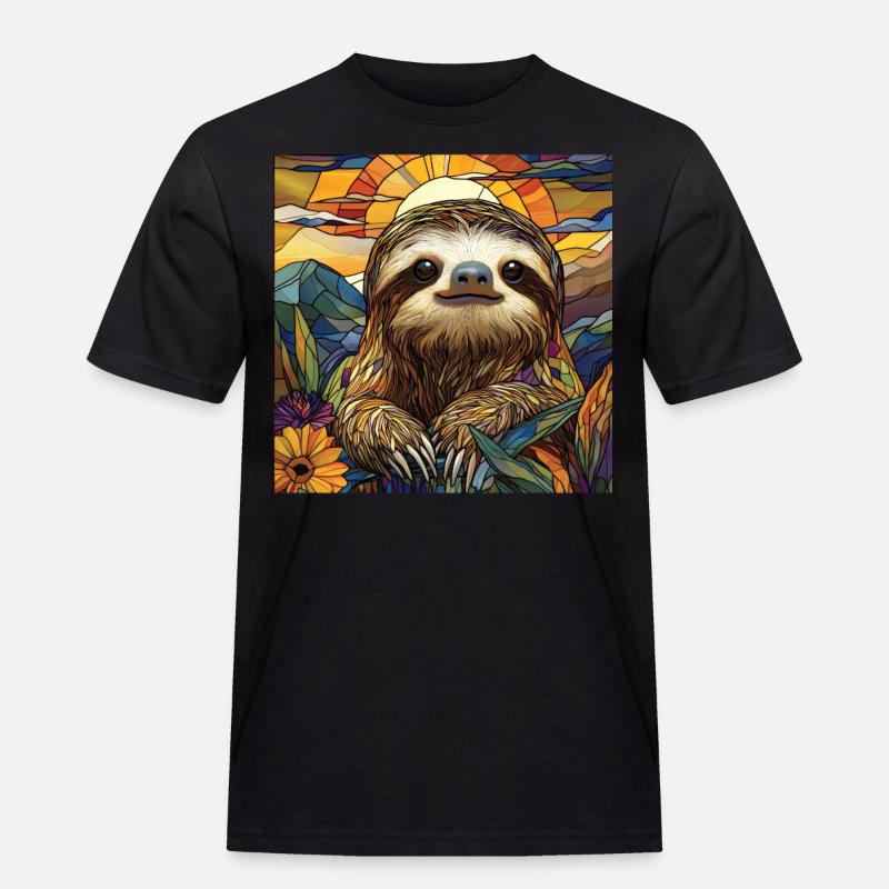 Faultier - Männer Workwear T-Shirt - Schwarz