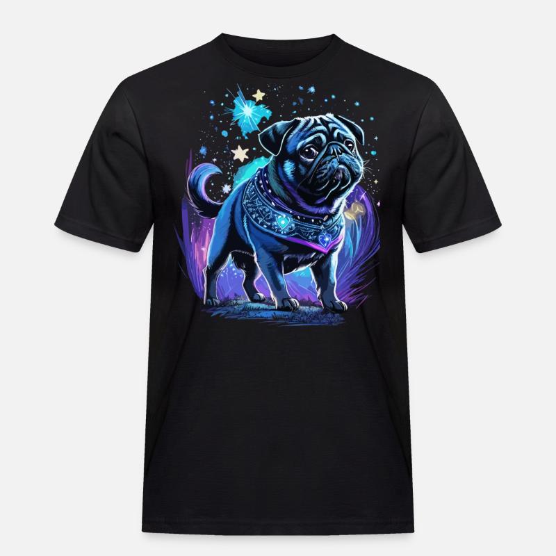 Mitternachtszauber Mops Hund - Männer Workwear T-Shirt - Schwarz