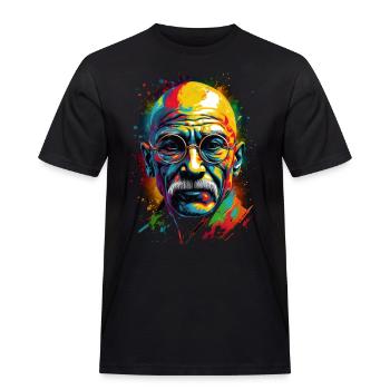 Friedensnobelpreisträger Mahatma Gandhi - Männer Workwear T-Shirt - Schwarz - Vorne - AI Model Male 178 light (178cm)