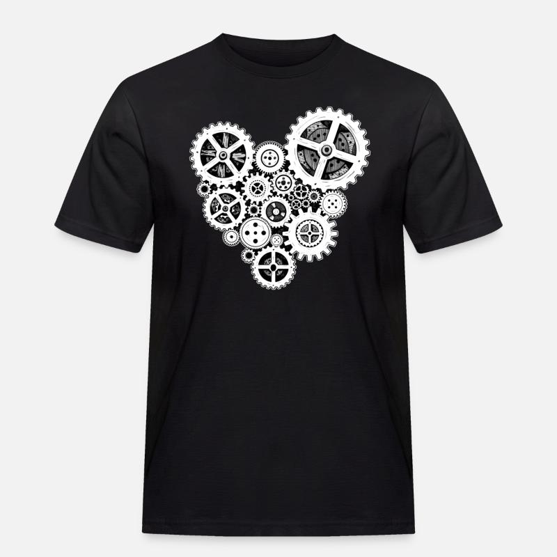 steampunk heart - Männer Workwear T-Shirt - Schwarz