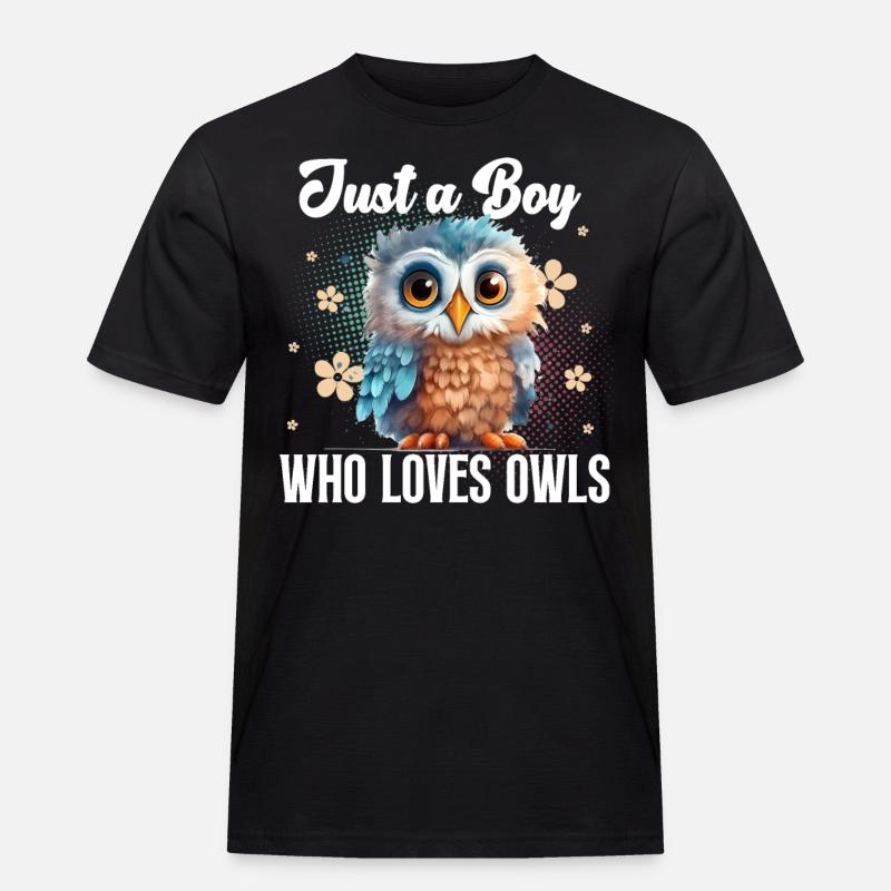 Eule - Männer Workwear T-Shirt - Schwarz