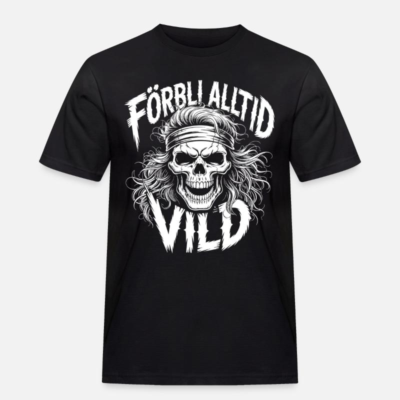Wild Side Skull - Männer Workwear T-Shirt - Schwarz