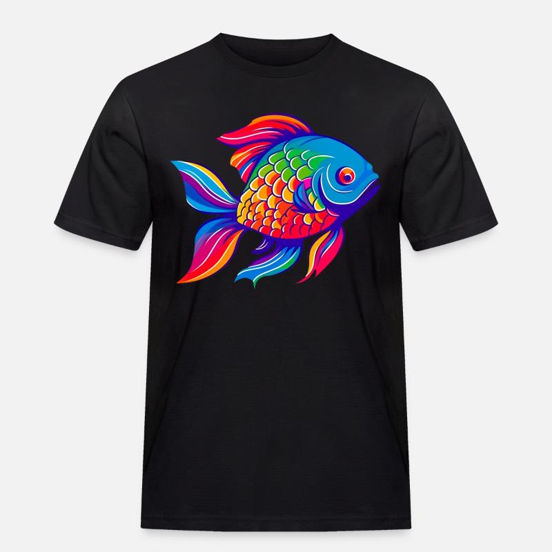 Regenbogen Goldfisch - Männer Workwear T-Shirt - Schwarz