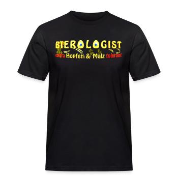 BIROLOGIST_04 - Männer Workwear T-Shirt - Schwarz - Vorne - AI Model Male 178 light (178cm)