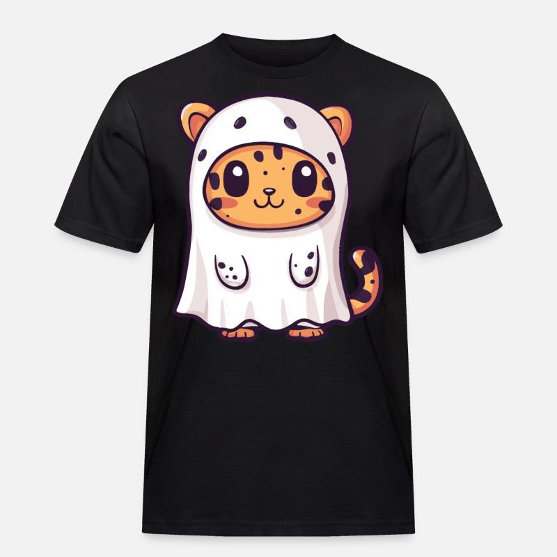 Leopard Halloween Comic Geist - Männer Workwear T-Shirt - Schwarz