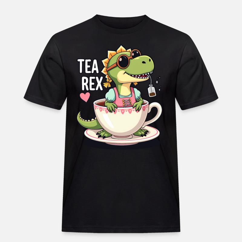 Tea Rex Trachtenshirt Dirndl T-Rex - Männer Workwear T-Shirt - Schwarz